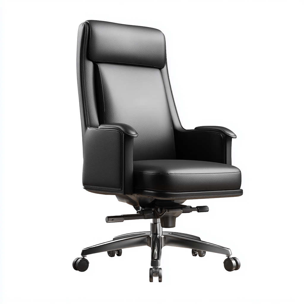 Sedia da ufficio ergonomica-pelle sintetica-metallo-62x56x128 cm-nero-design moderno-Villause