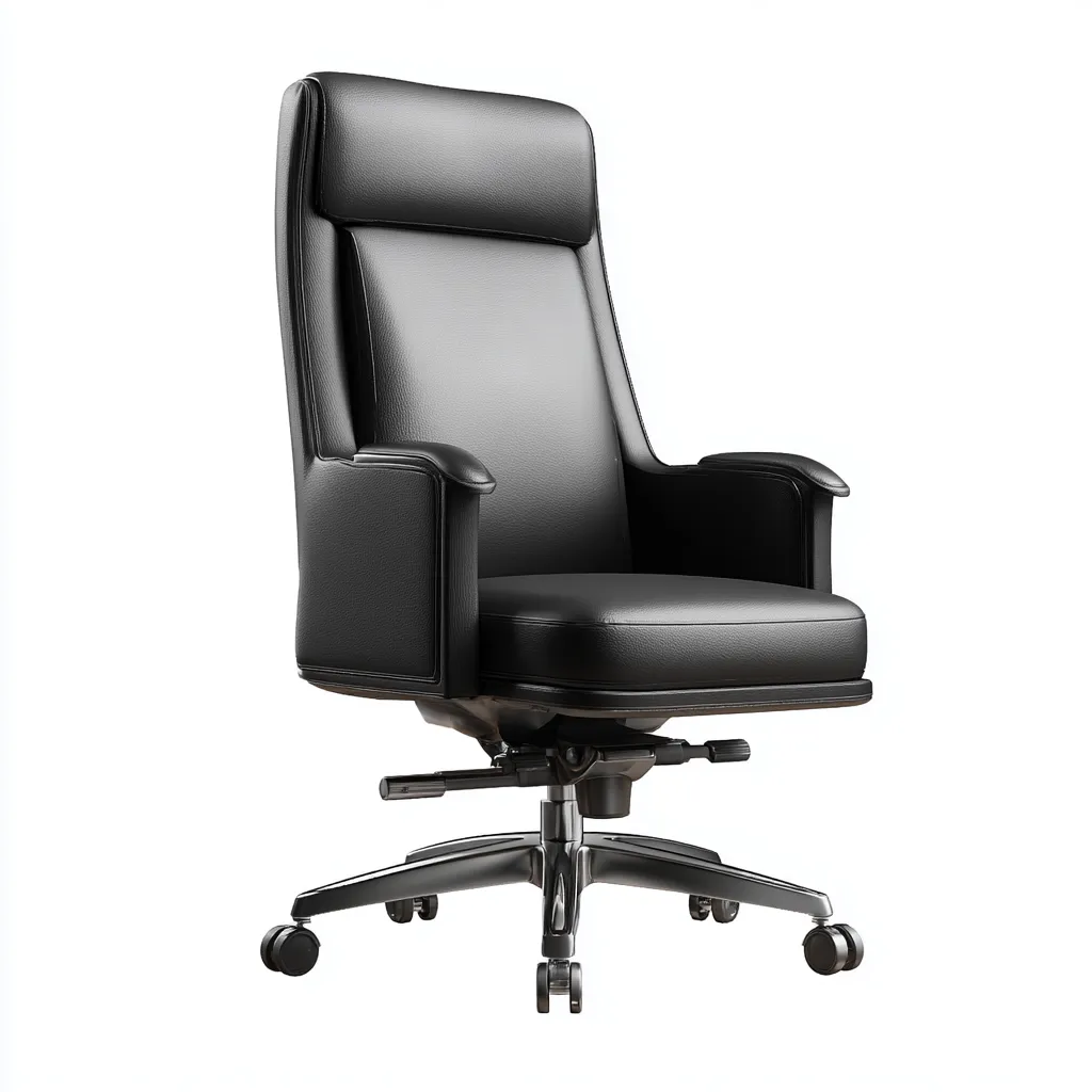 Sedia da ufficio ergonomica-pelle sintetica-metallo-62x56x128 cm-nero-design moderno-Villause