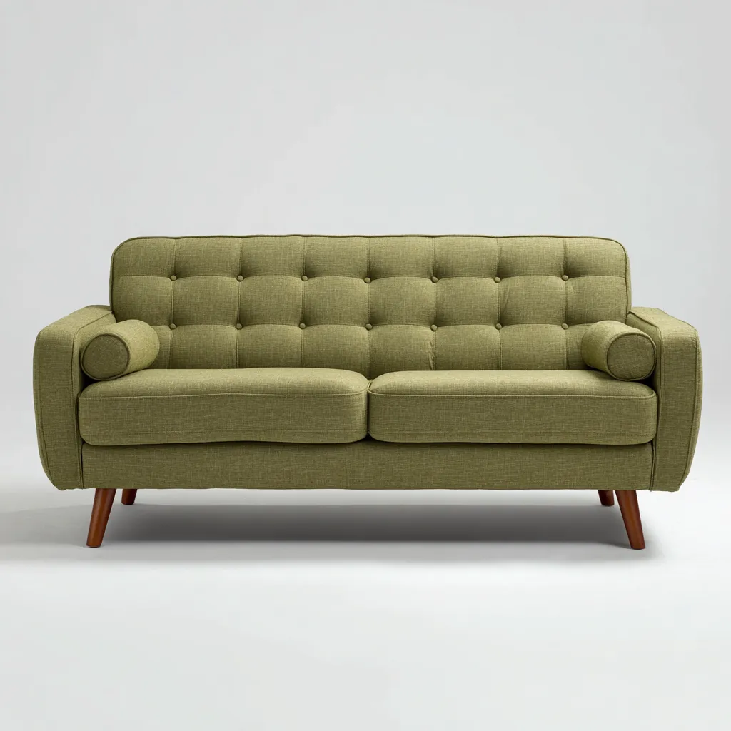 Divano a due posti - tessuto-legno - 182x87x84 cm - verde oliva - stile moderno-Villause