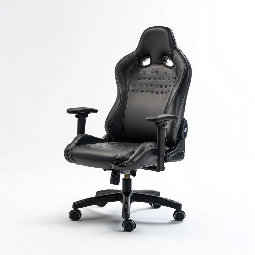 Sedia da ufficio ergonomica-pelle sintetica-metallo-57x53x121 cm-nero-design moderno-Villause