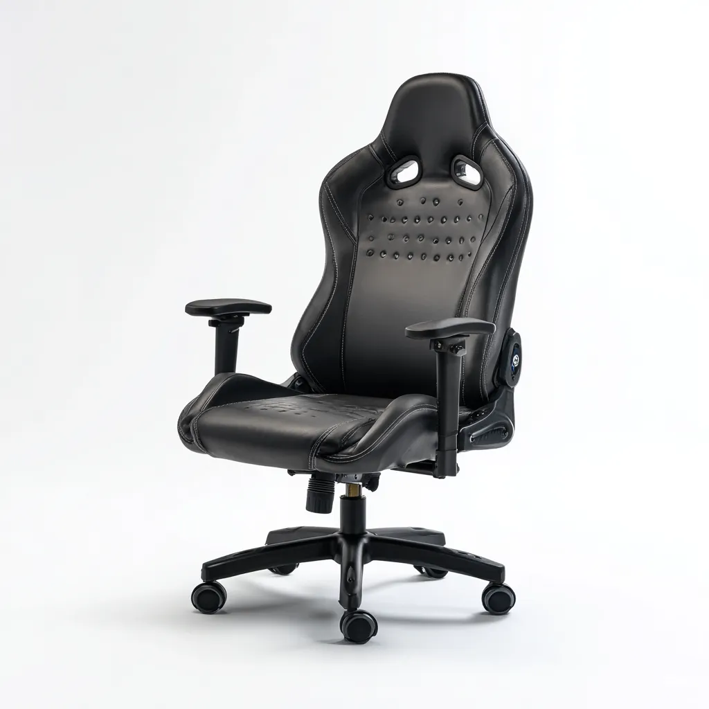 Sedia da ufficio ergonomica-pelle sintetica-metallo-57x53x121 cm-nero-design moderno-Villause