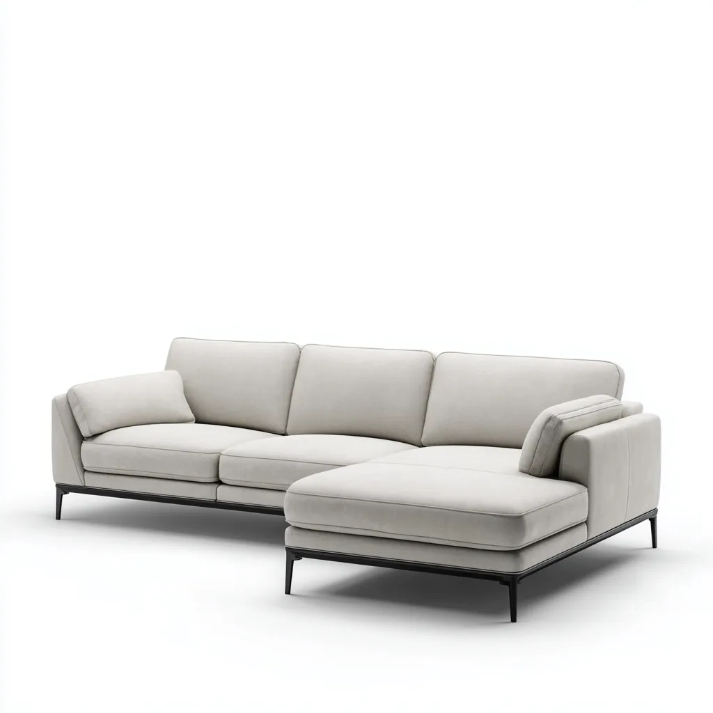 Divano angolare - pelle-metallo - 280x170x88 cm - grigio chiaro - stile moderno-Villause