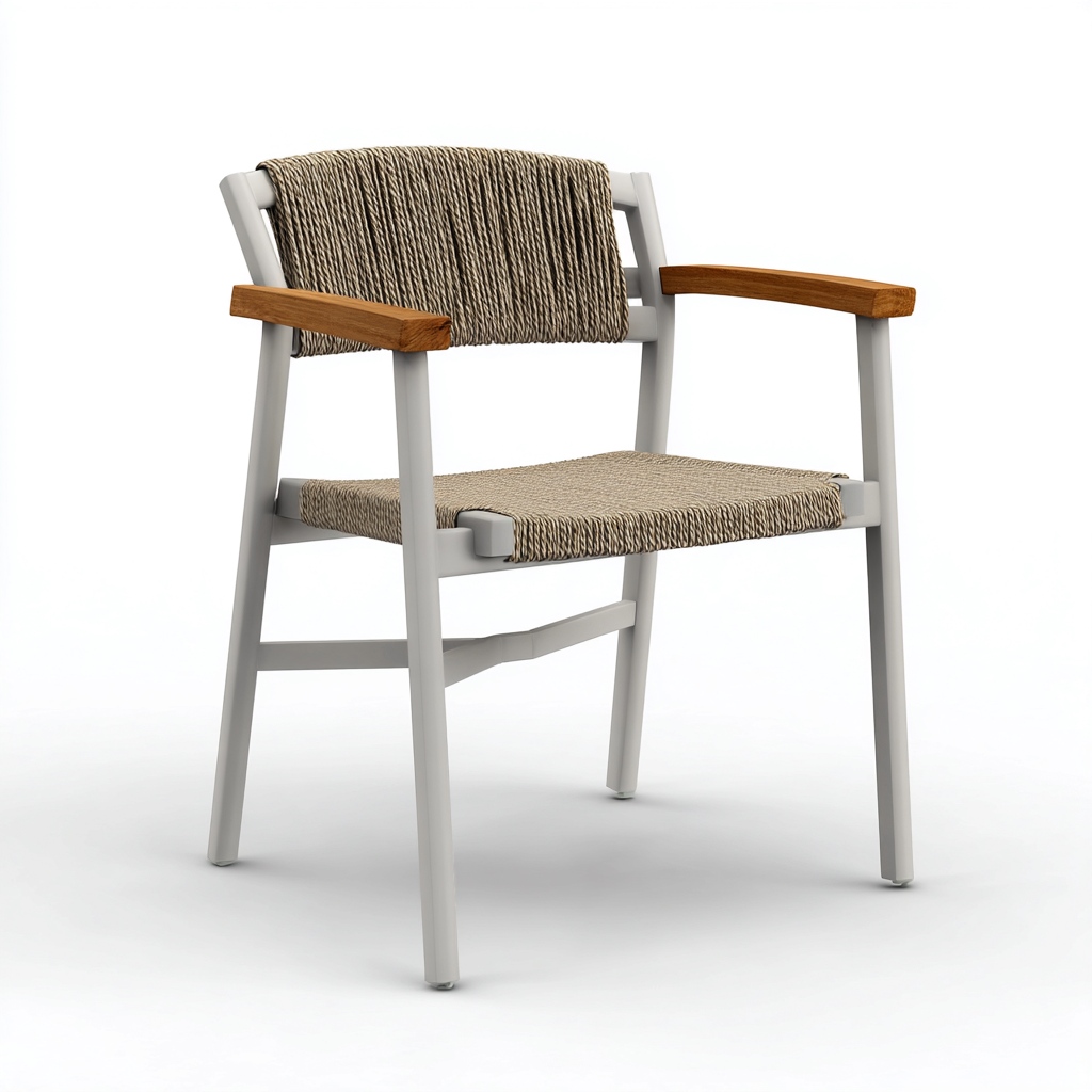 Poltrona da giardino-metallo-58x60x87 cm-beige-grigio-design moderno-Villause