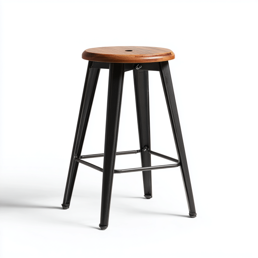 Sgabello da bar-metallo-legno-42x42x74 cm-marrone-nero-industriale-Villause