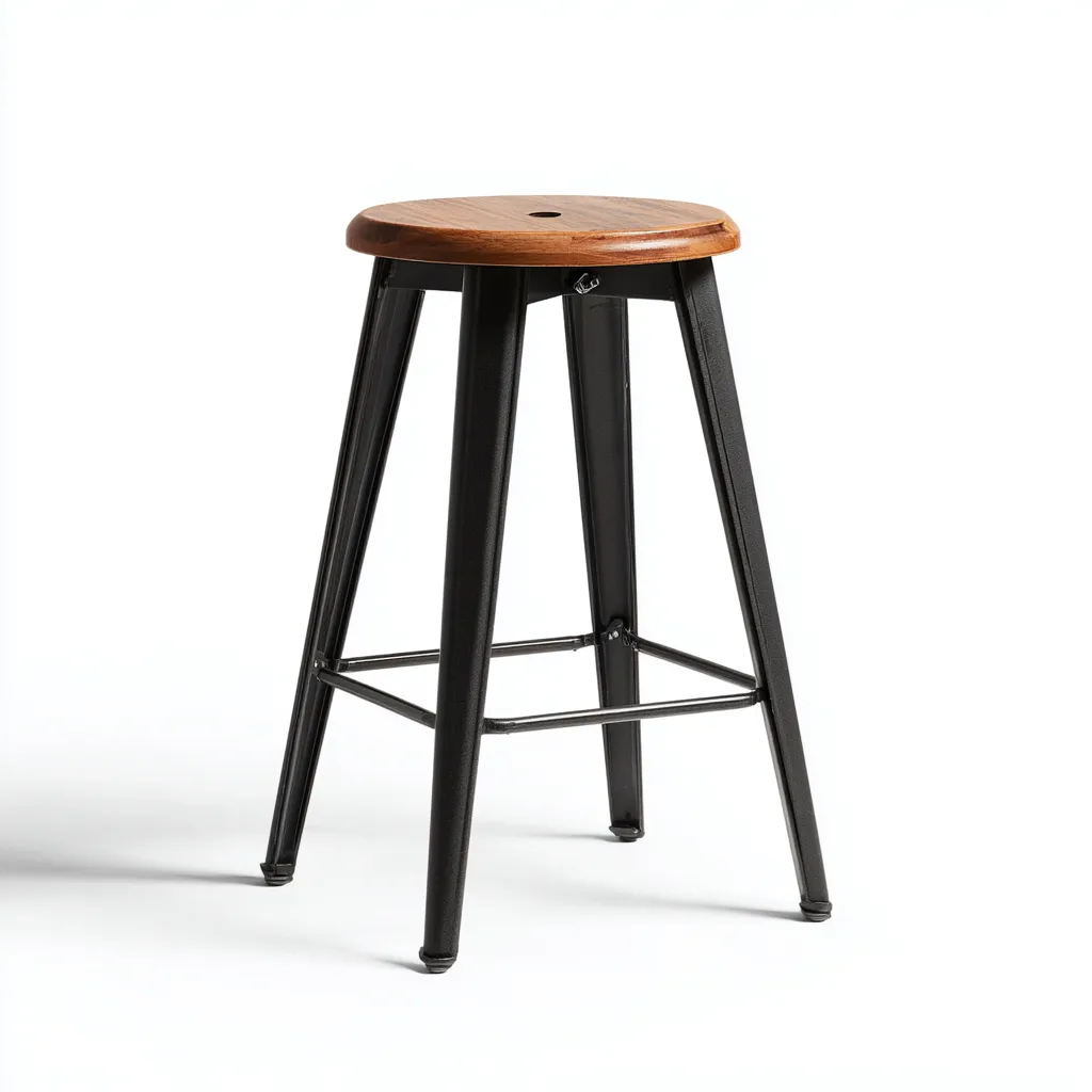 Sgabello da bar-metallo-legno-42x42x74 cm-marrone-nero-industriale-Villause