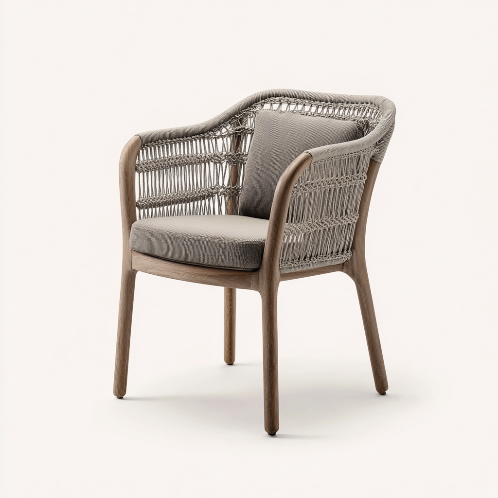 Poltrona da giardino-legno-60x61x87 cm-beige-grigio-design moderno-Villause