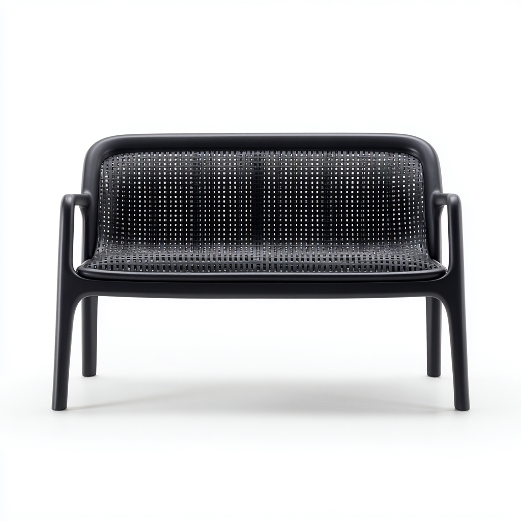 Panche da giardino - plastica - 132x64x86 cm - nero - design moderno-Villause