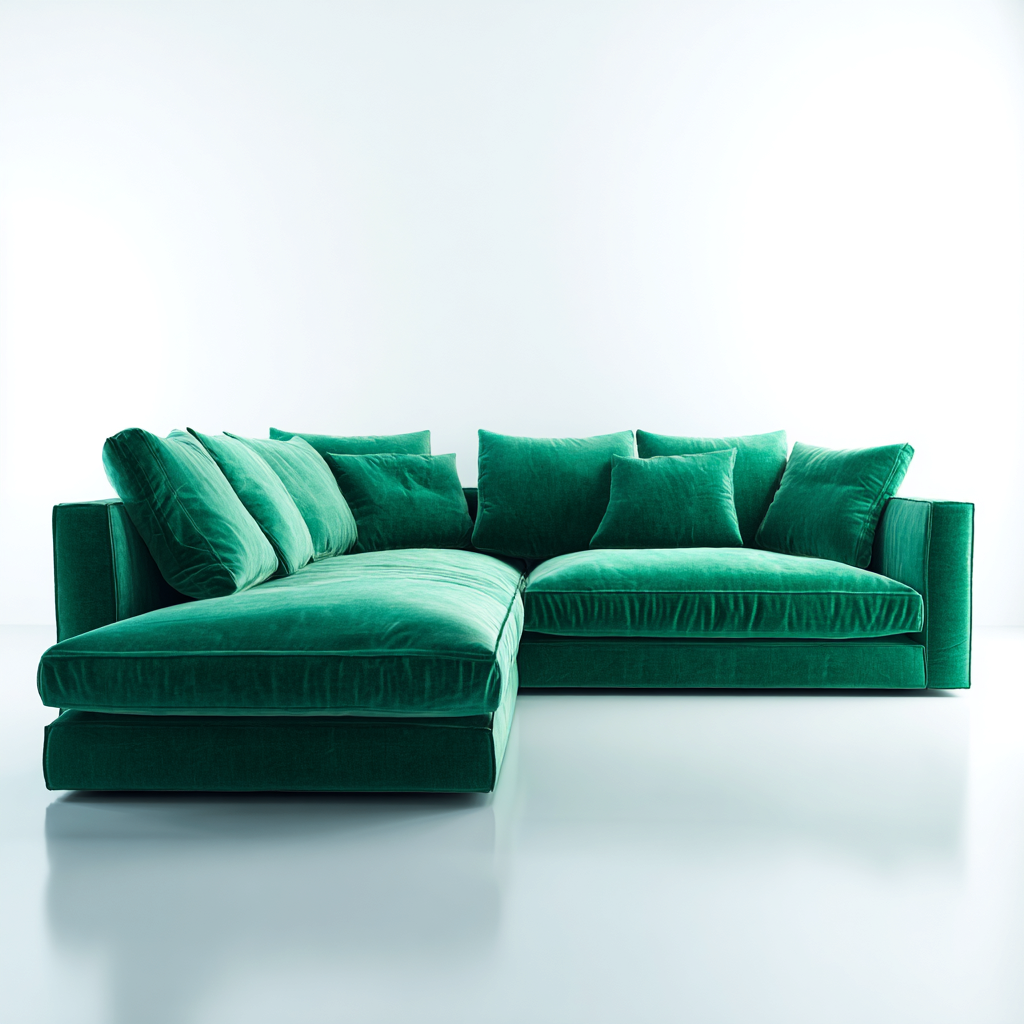 Divano angolare - velluto-legno - 285x170x90 cm - verde - stile moderno-Villause