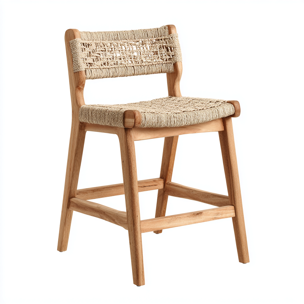 Sgabello da bar-legno-rattan-48x50x92 cm-naturale-scandinavo-Villause