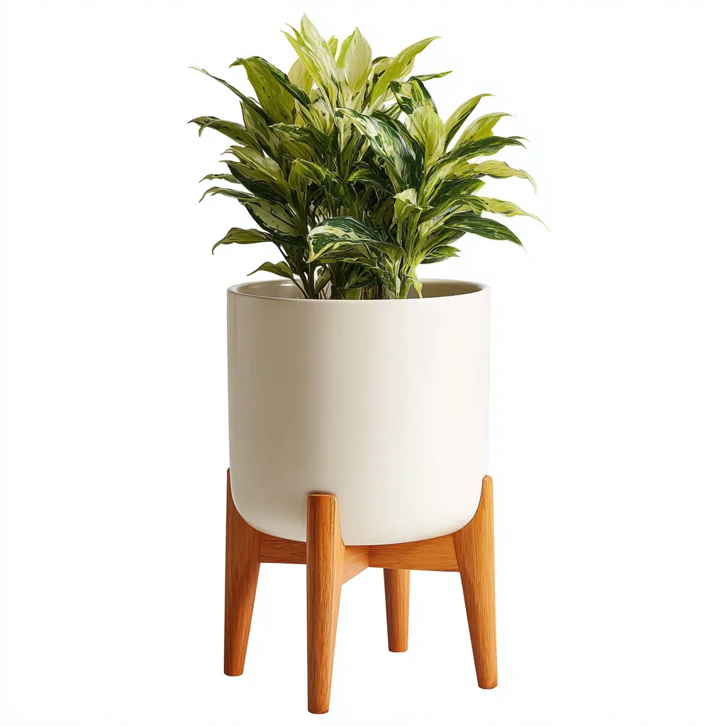 Vasi e supporti per piante-ceramica-legno-26x26x48 cm-bianco-scandinavo-Villause