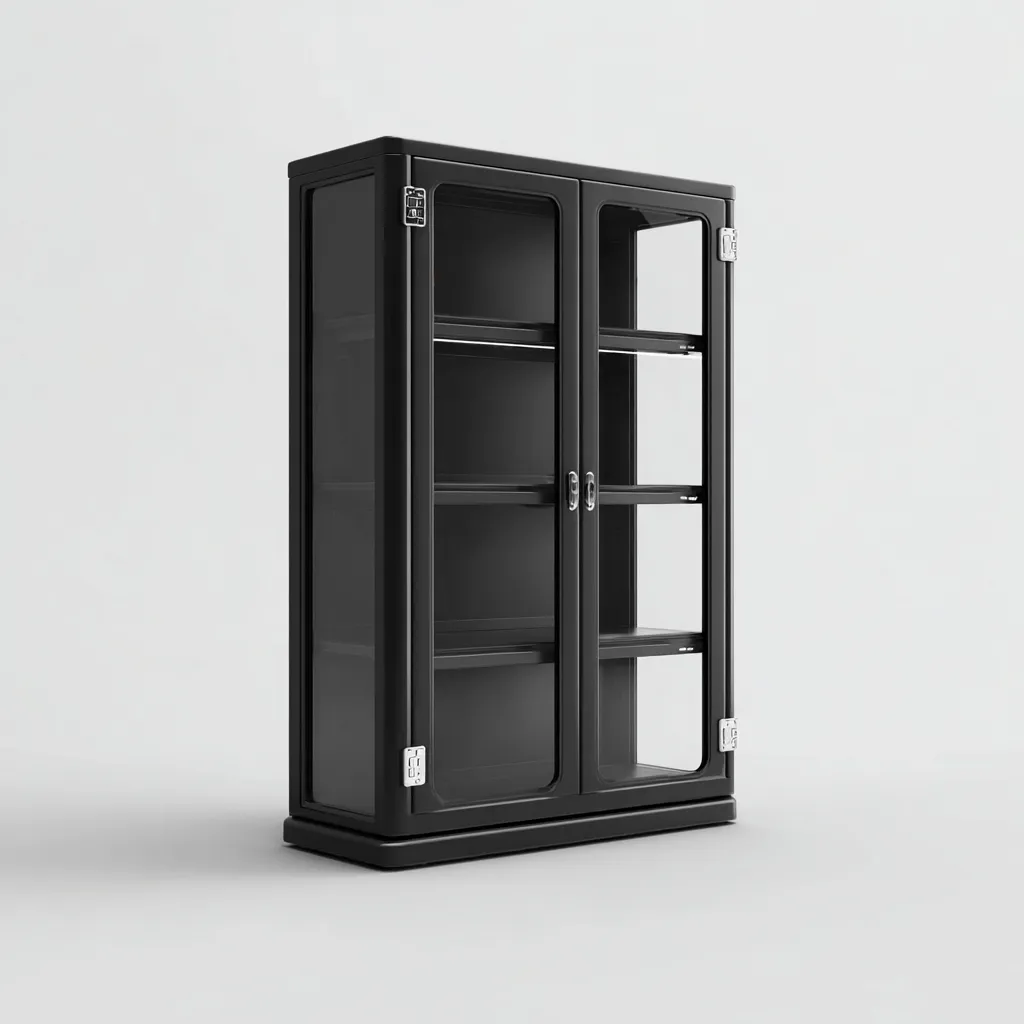 Vetrina - metallo-vetro - 94x37x158 cm - nero-argento - stile moderno-Villause