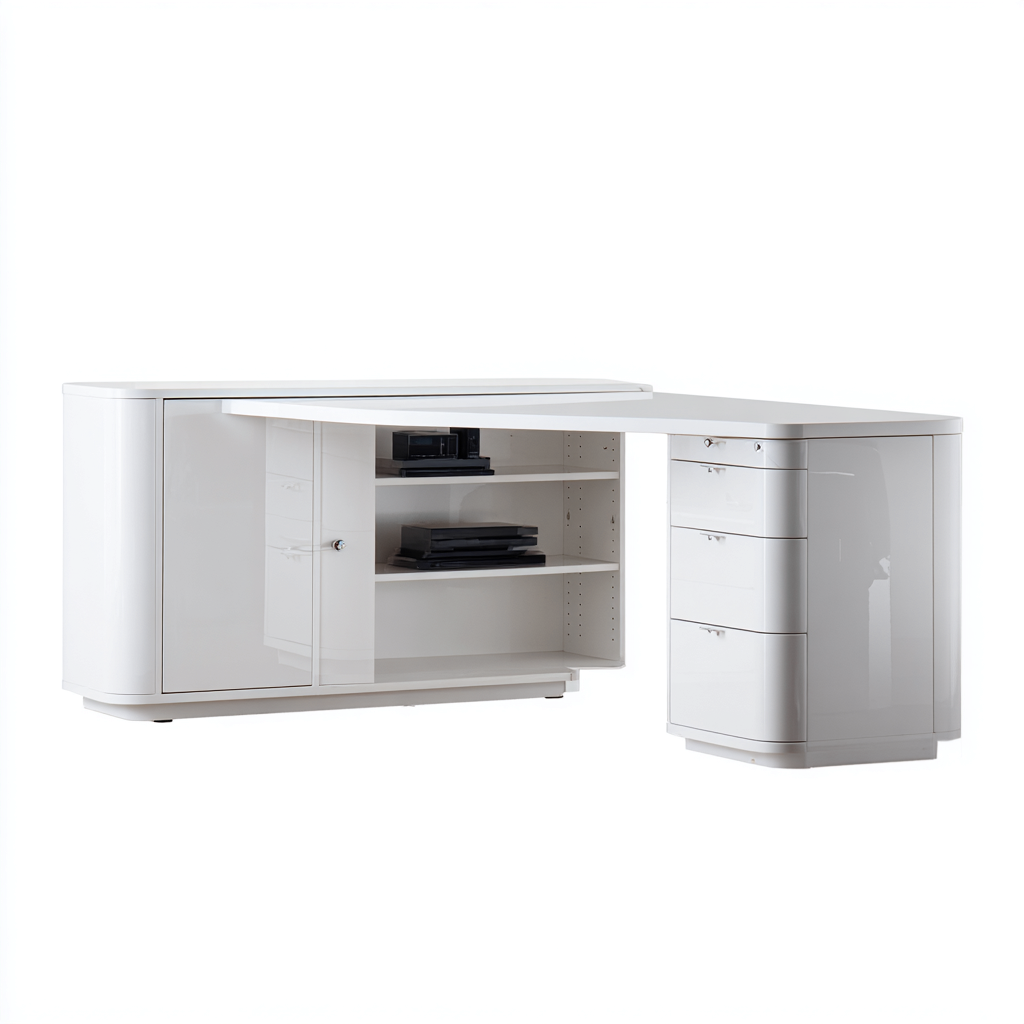 Scrivania-metallo-laccato-200x70x75 cm-bianco-stile moderno-Villause