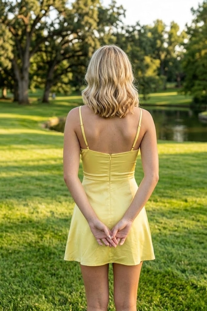 Sun-Kissed Butter Yellow Satin Mini Homecoming Dress 