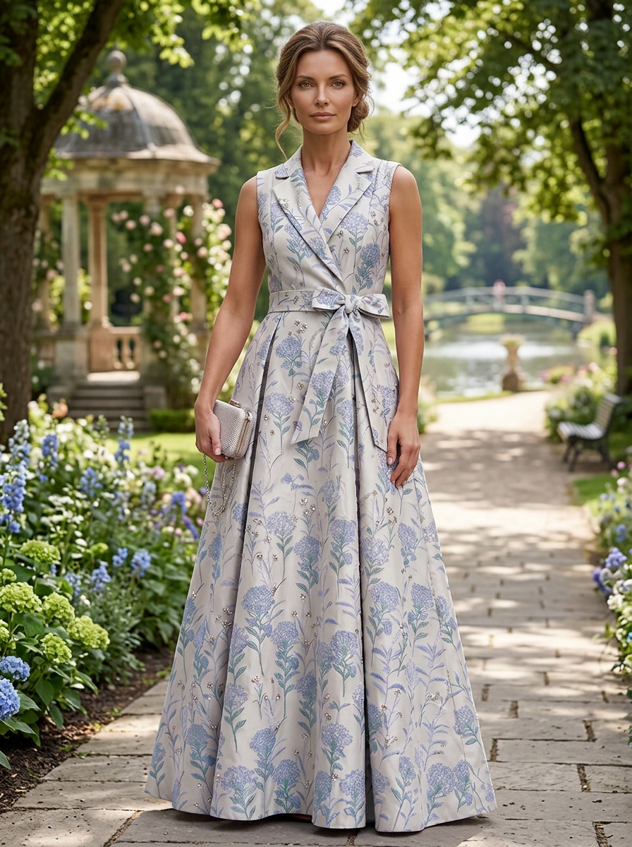  A-Line V-Neck Mother of the Bride & Groom Dresses with Belt