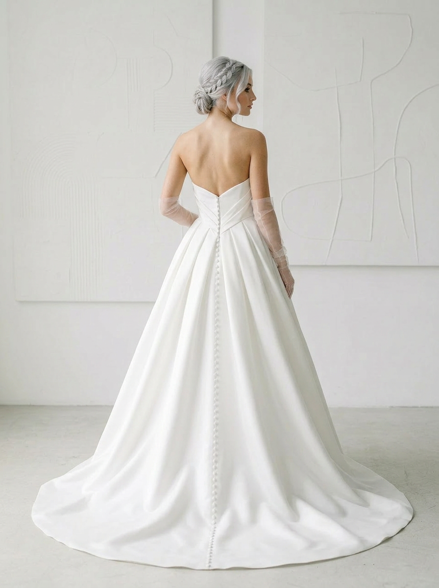 Timeless Sophistication White Satin Ballgown Wedding Dress