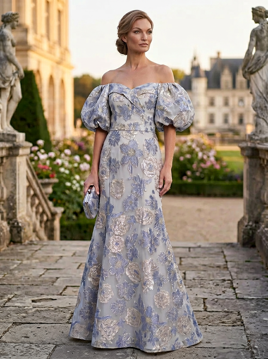 Jacquard Mermaid Off Shoulder Mother of the Bride & Groom Dresses for Women 