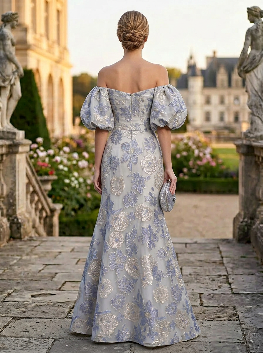Jacquard Mermaid Off Shoulder Mother of the Bride & Groom Dresses for Women 