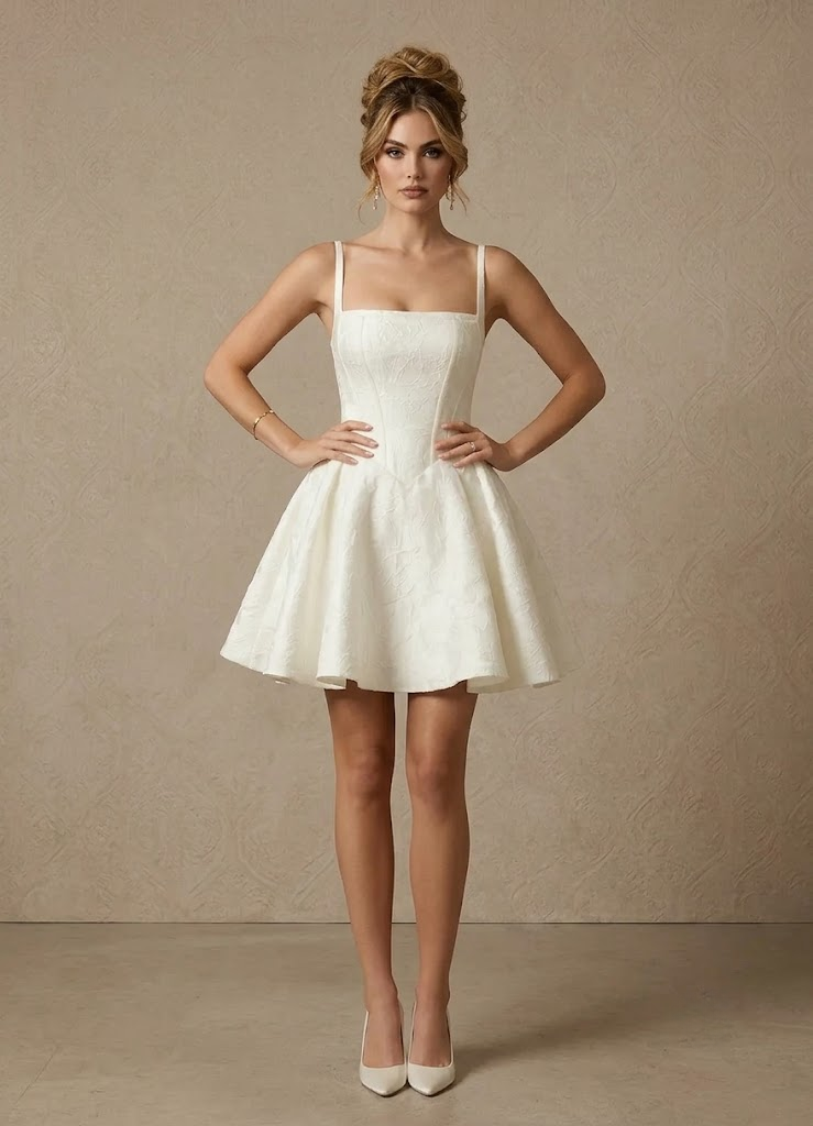 Antique Ivory A-Line with Pockets Floral Jacquard Corset Wedding Dress