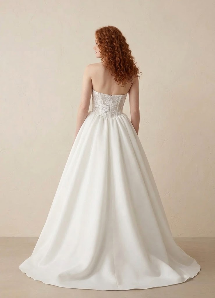 Regal Ivory Corset Basque Waist Wedding Dress