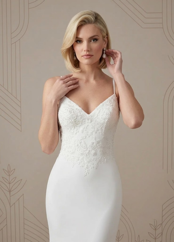 Ivory Mermaid Lace Stretch Crepe Wedding Dress