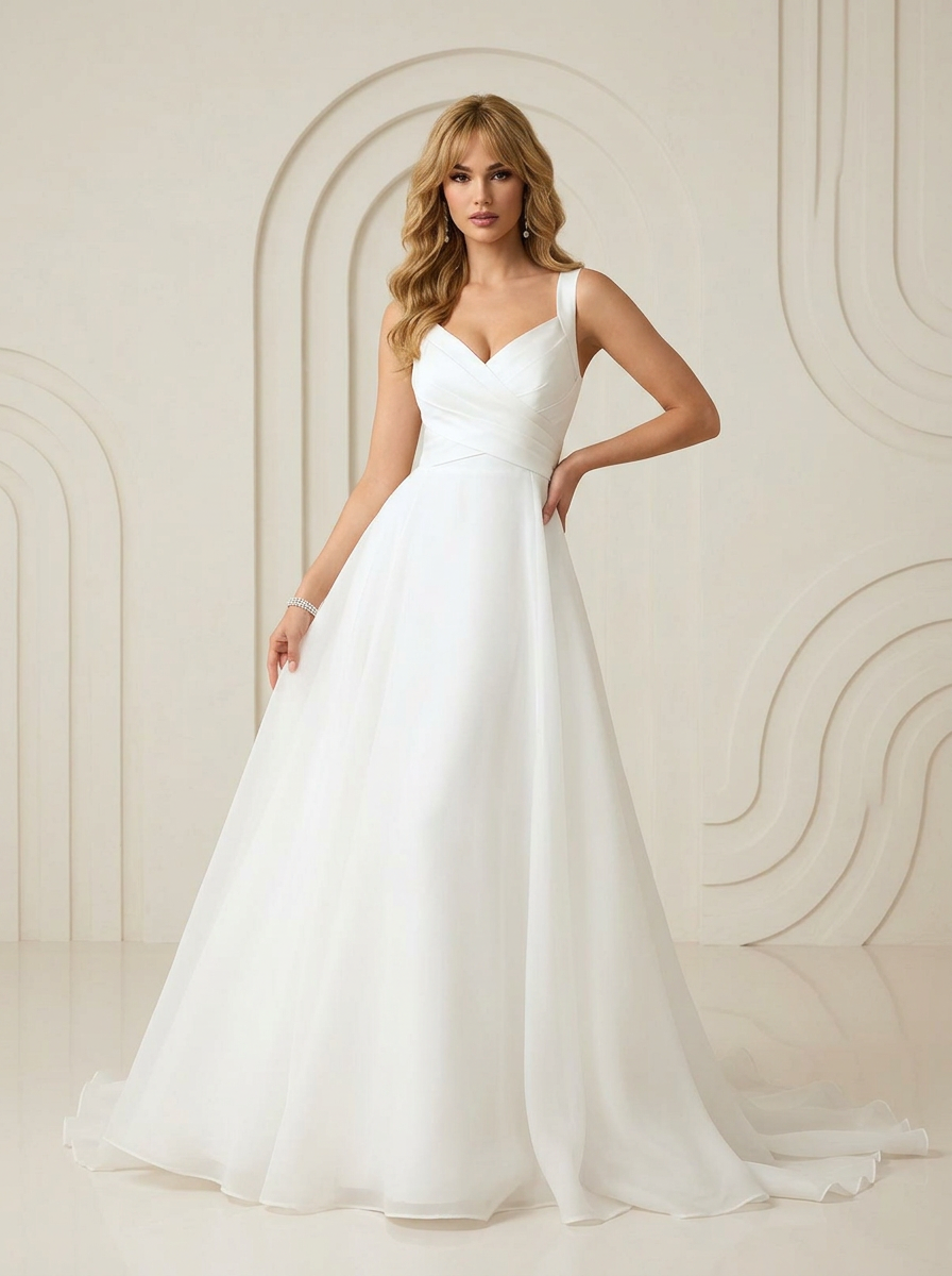 Ivory A-Line Sweetheart Neckline Stretch Satin Wedding Dress