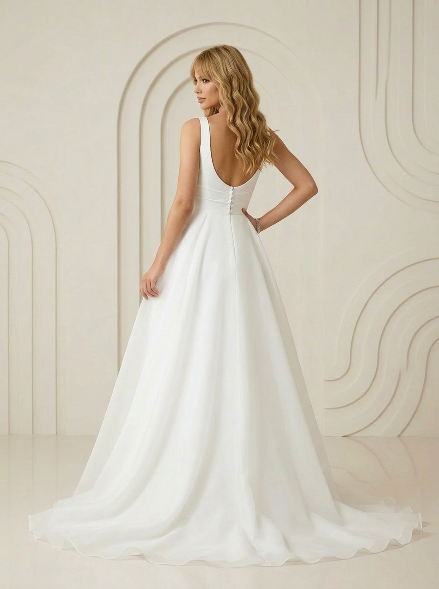 Ivory A-Line Sweetheart Neckline Stretch Satin Wedding Dress