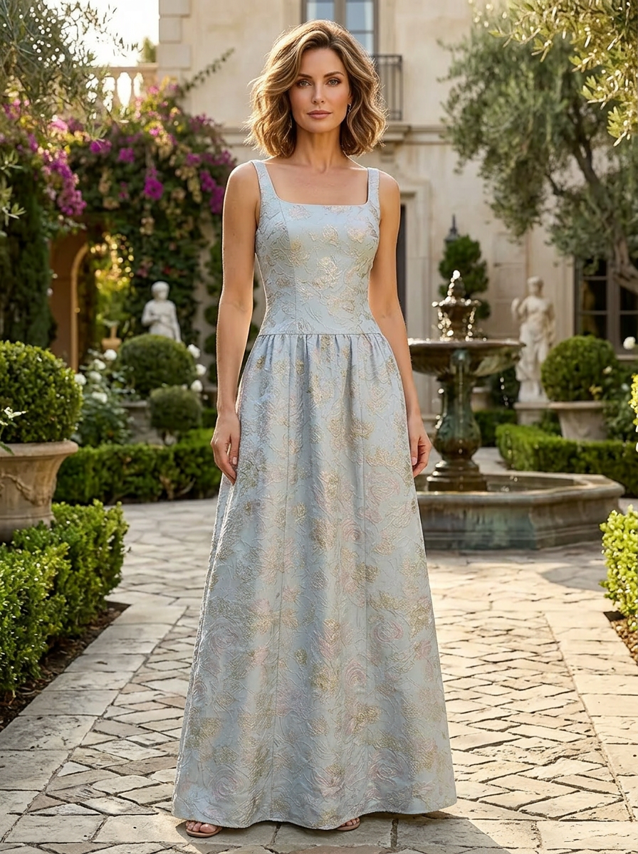 light blue floral mother of the bride dress Zapaka Women Dusty Blue Floral Mother of the Bride Dress with Flared Sleeves Sheath Ruched Wedding Guest Dress, Dusty Blue / US18W