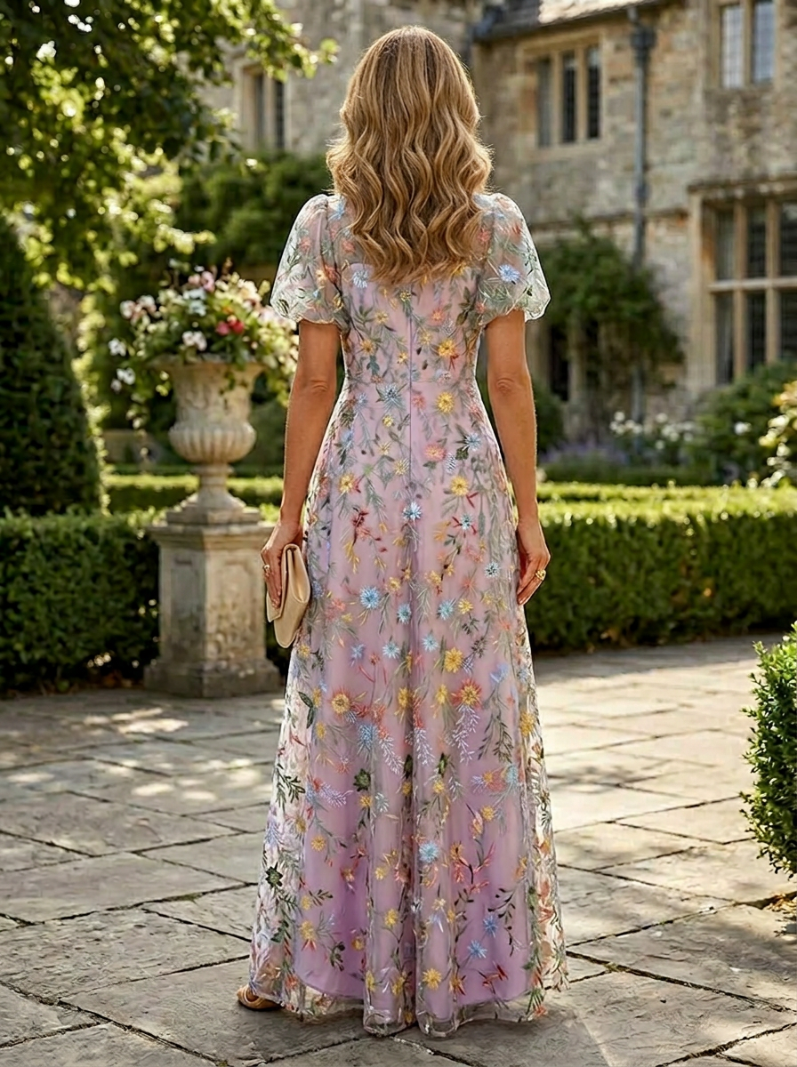 Enchanting Lavender Floral Embroidered A-Line Mother of the Bride & Groom Dresses 