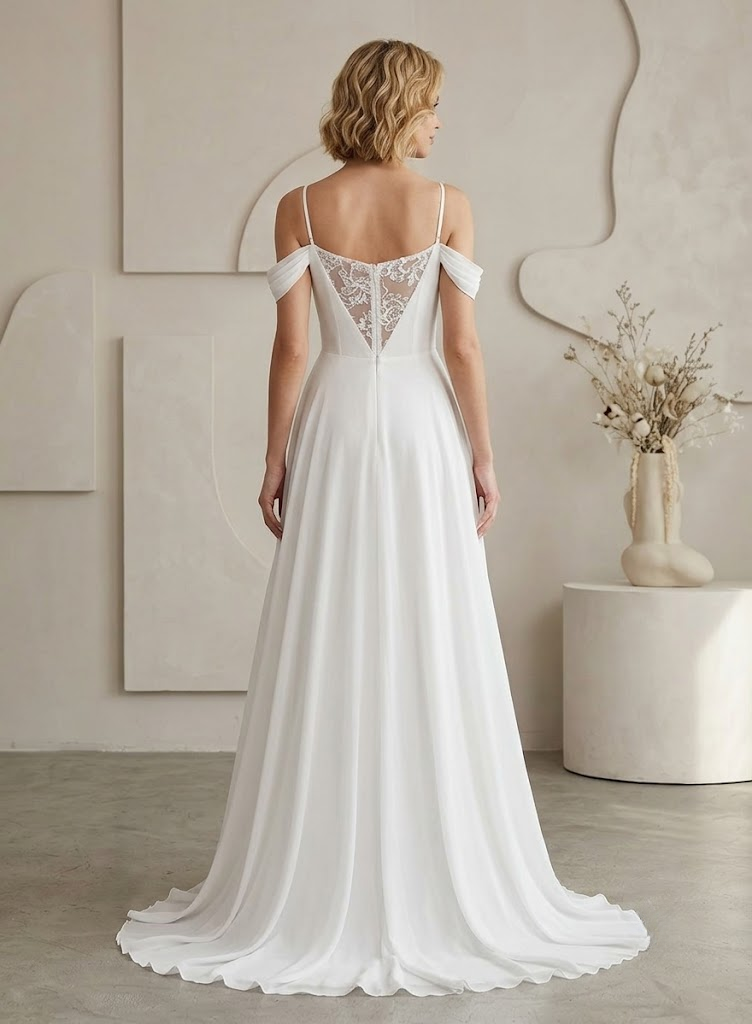 Ethereal White Lace-Overlay A-Line Off-The-Shoulder Wedding Dress
