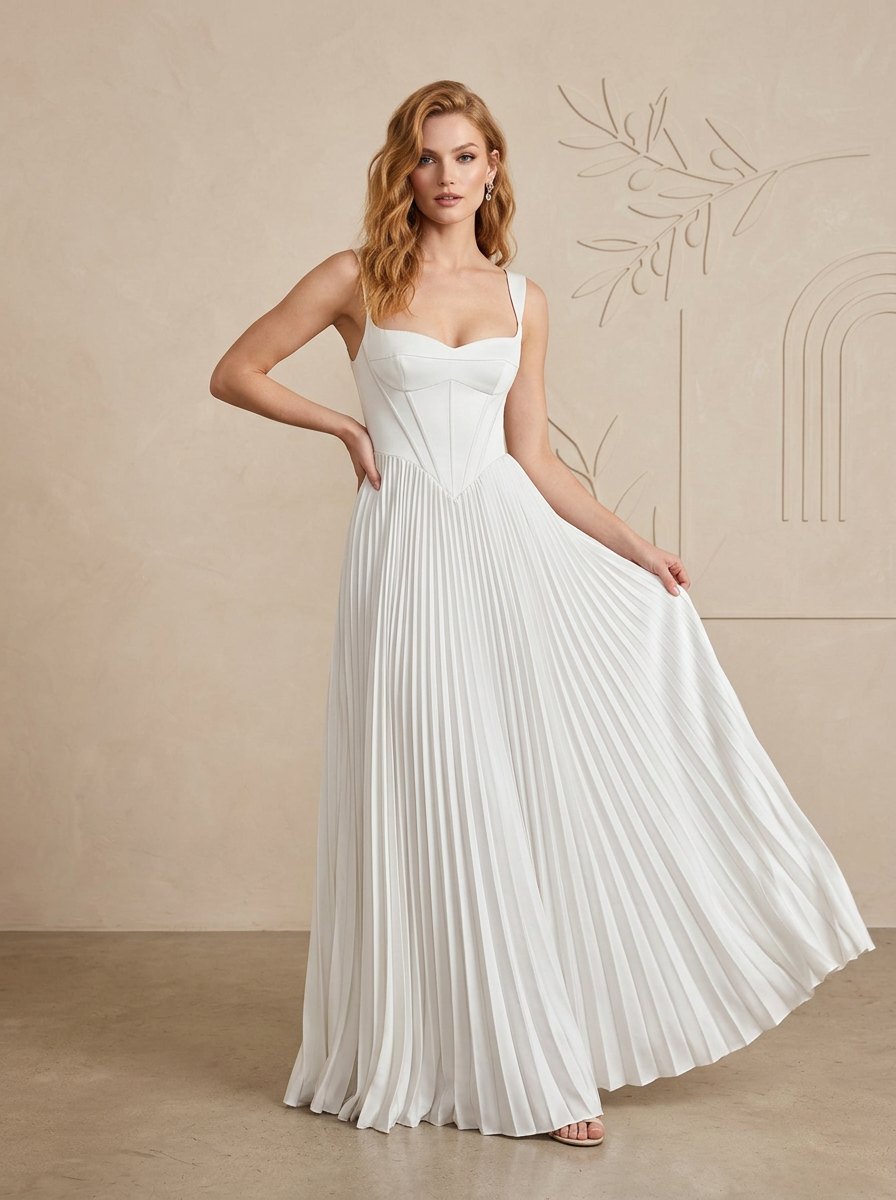 White Sweetheart Neckline Stretch Satin A-Line Wedding Dress