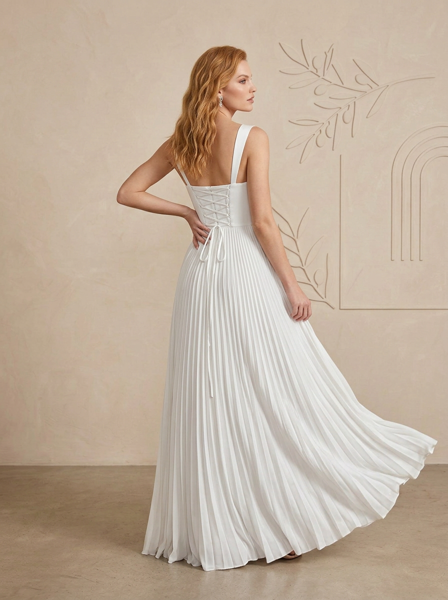 White Sweetheart Neckline Stretch Satin A-Line Wedding Dress