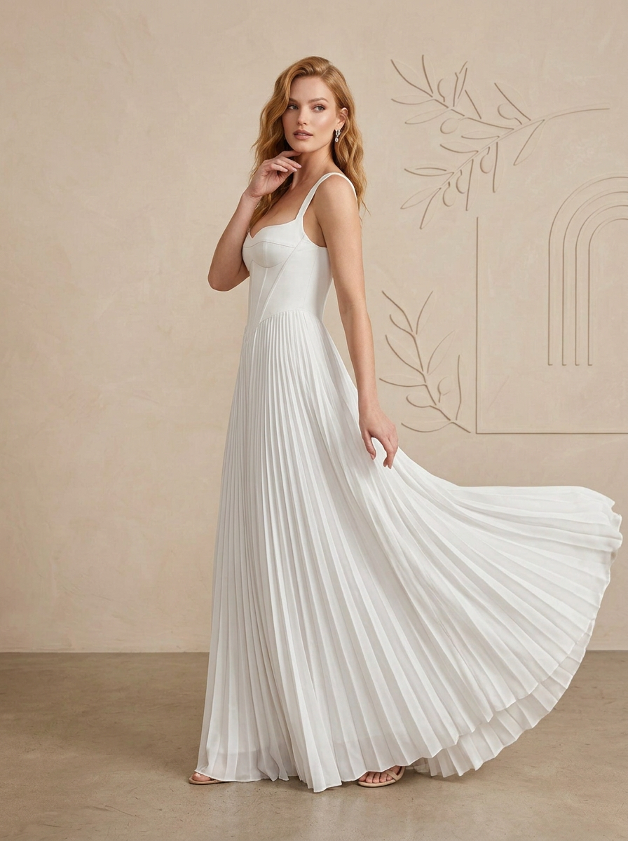 White Sweetheart Neckline Stretch Satin A-Line Wedding Dress