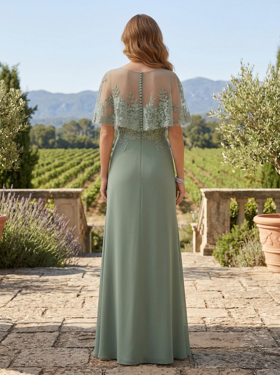 Elegant Sage Green Overlay Mother of the Bride & Groom Dresses with Ruffle Detail 