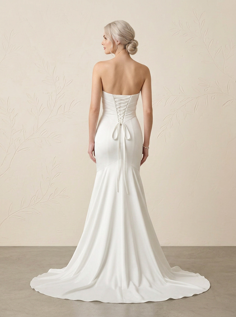 Luminous Ivory Satin Sweetheart Mermaid Strapless Wedding Dress