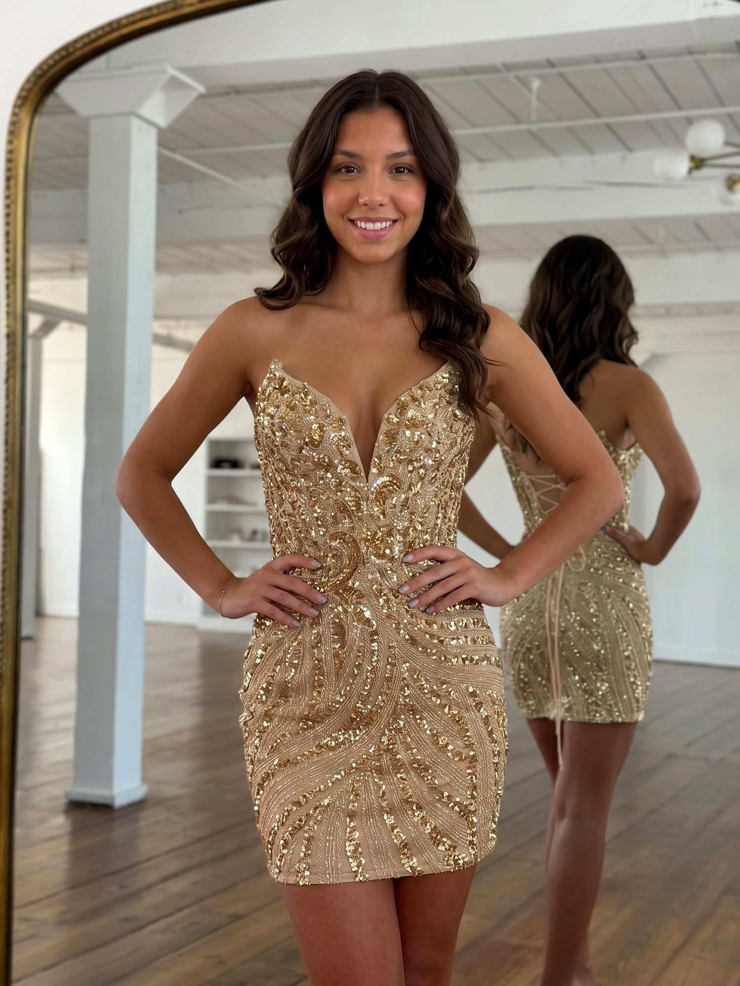 Opulent Black Sequin Corset Mini Dress Homecoming Dress