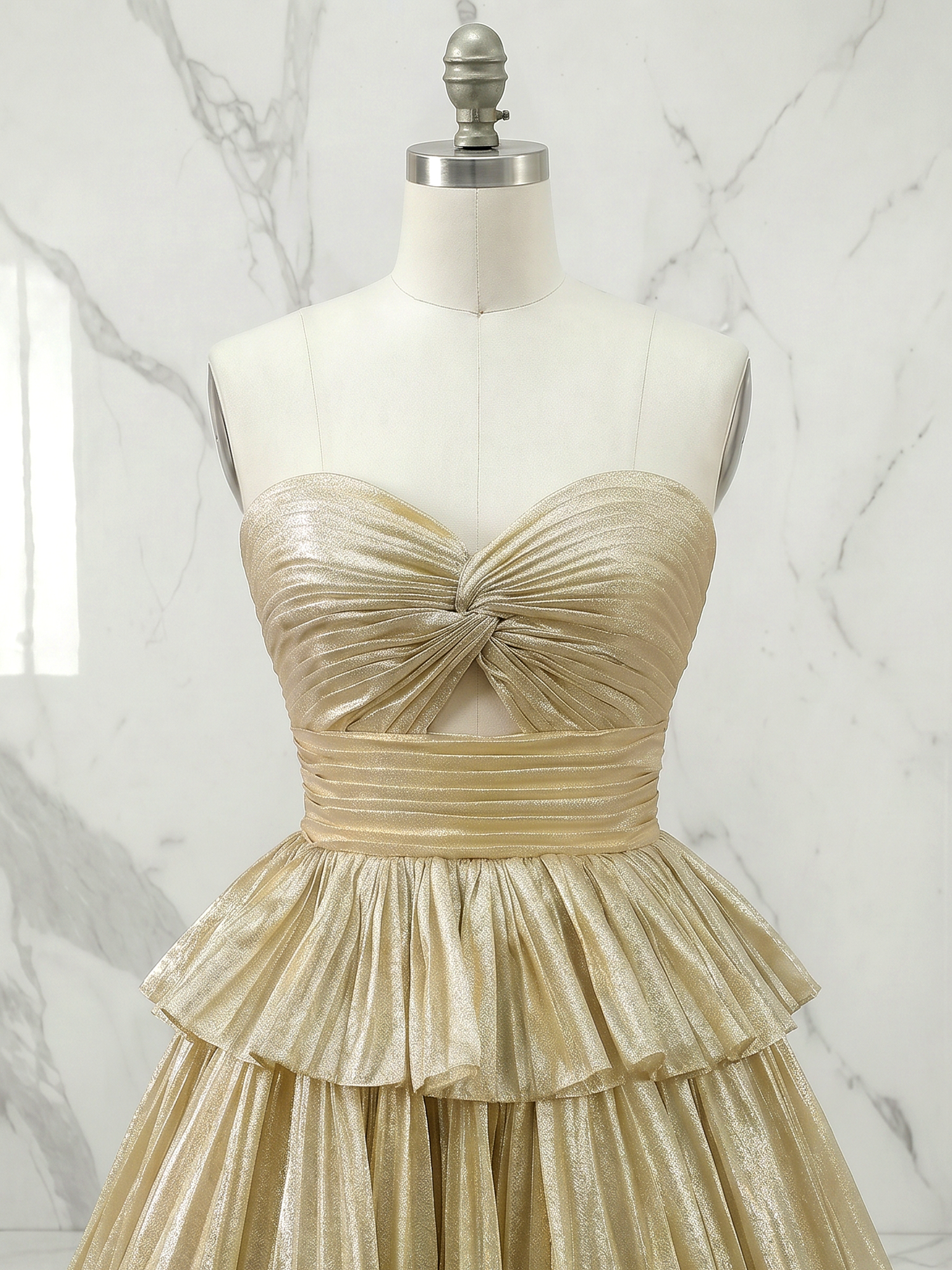 A Line Strapless Tiered Ruffle Homecoming Dress