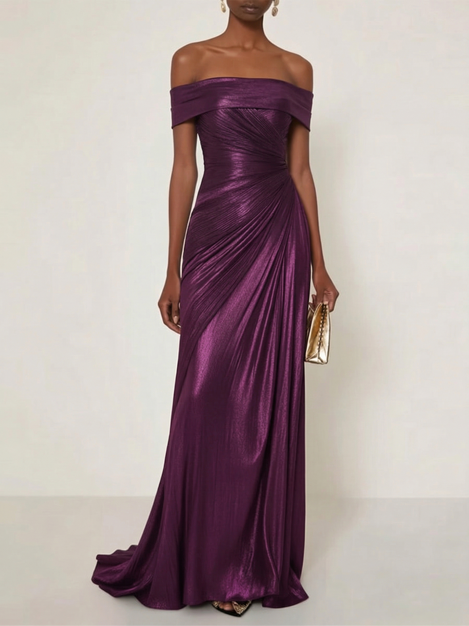 Evening Formal Dress Off the Shoulder Silver Silk Ruffles Strapless Maxi Dress
