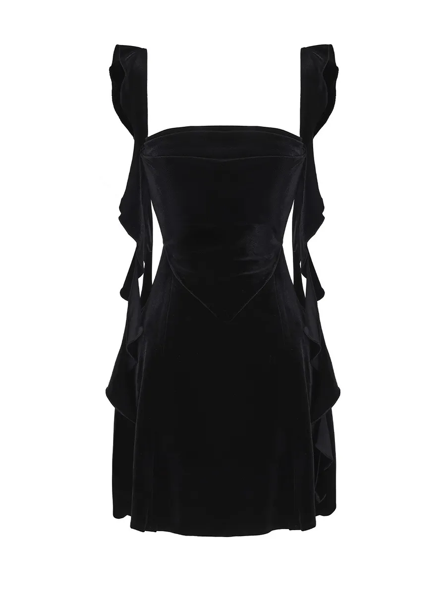 A Line Ruffled Satin Cutout Homecoming Dress Mini Dress