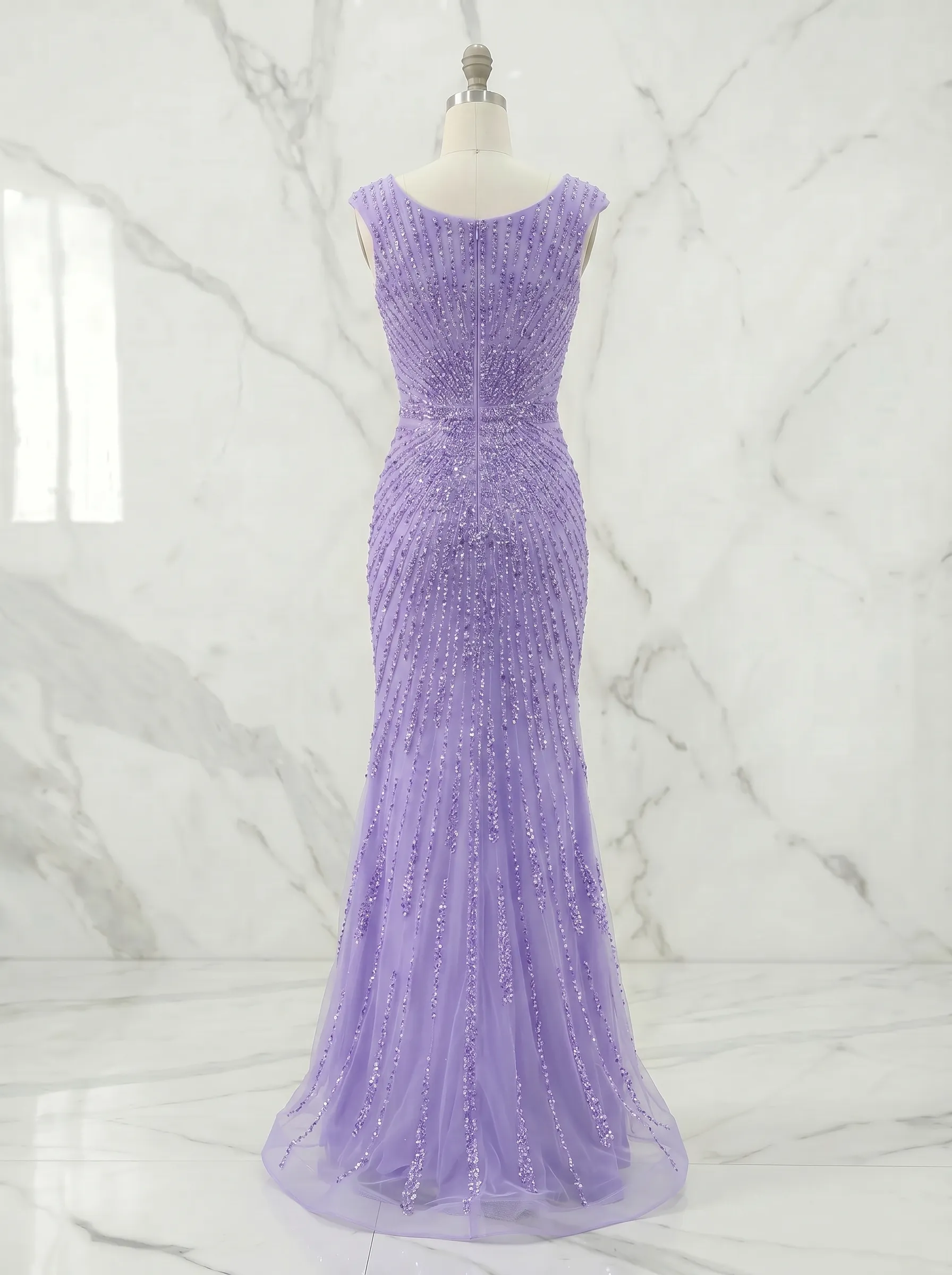 Off-the-Shoulder Beaded Mermaid Prom Gown with Front Slit