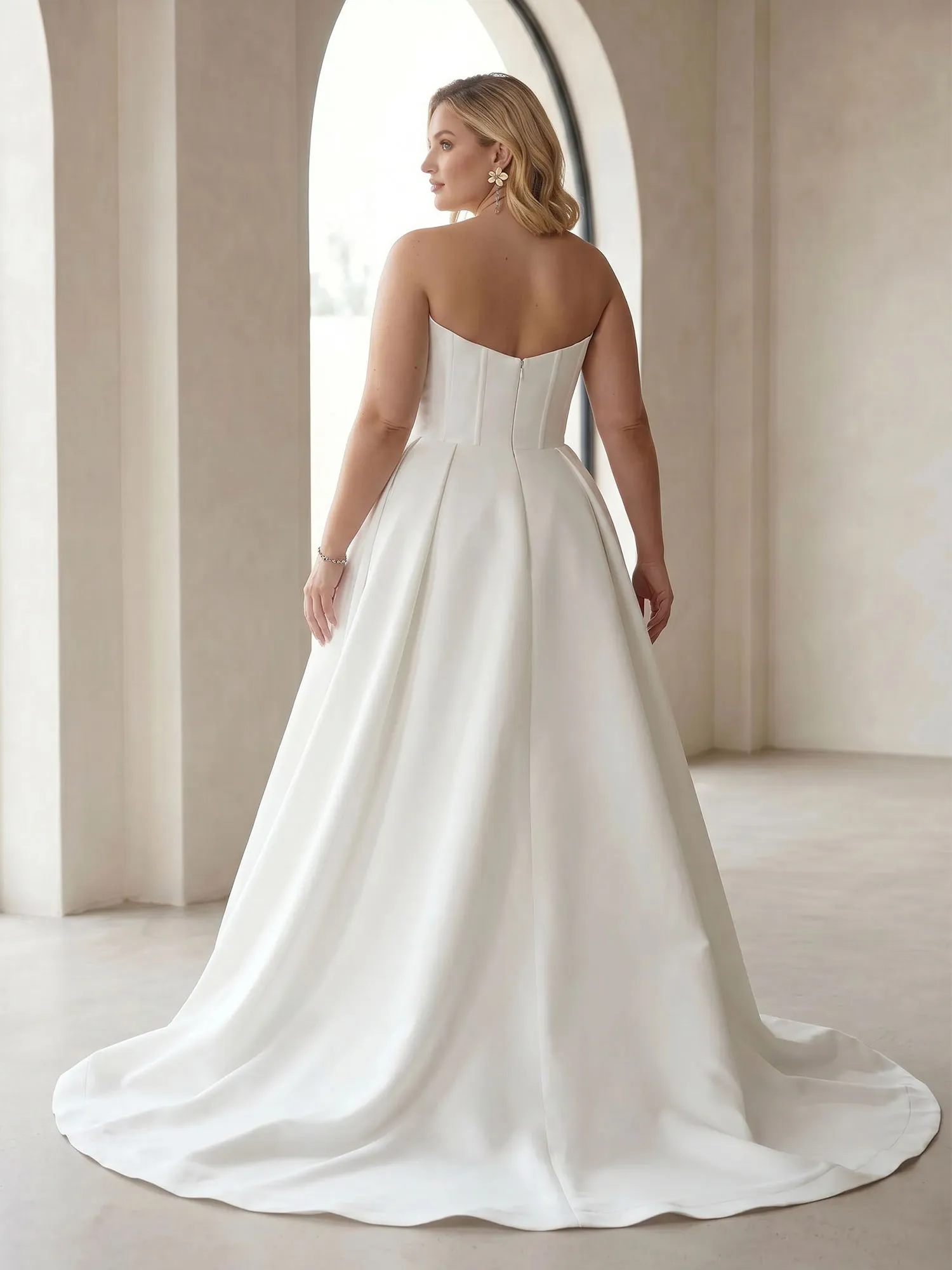 Strapless Corset A-Line Wedding Dress with Front Slit