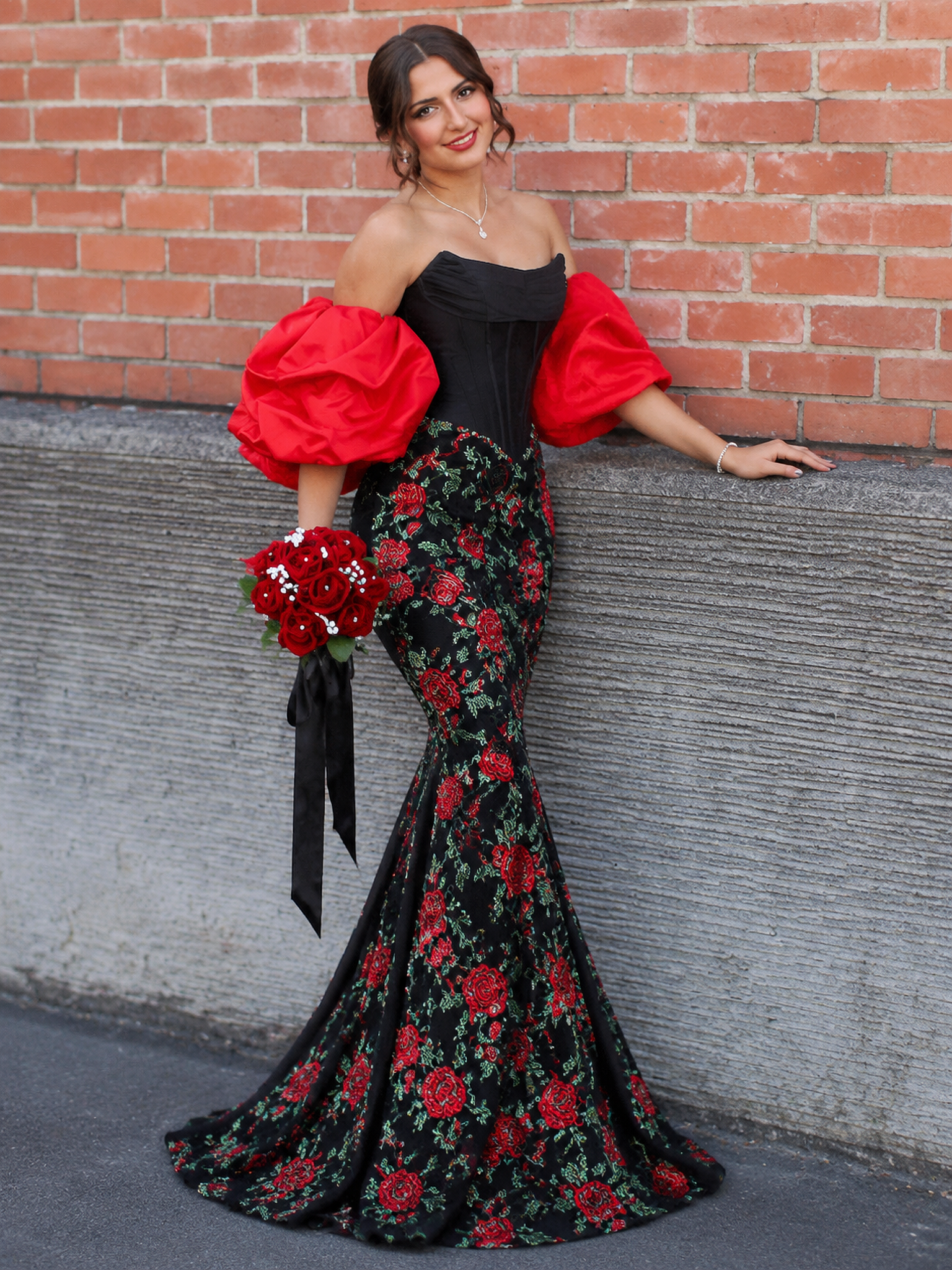 Gothic Roses To Color Pevafe Prom Dress Dramatic Gothic Romance Red-Rose Embroidered Corset ...