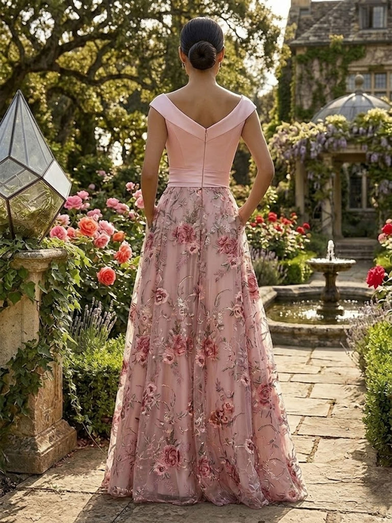 Blush A-Line Floor-Length Mother of the Bride & Groom Dresses with Ruched Satin Bodice