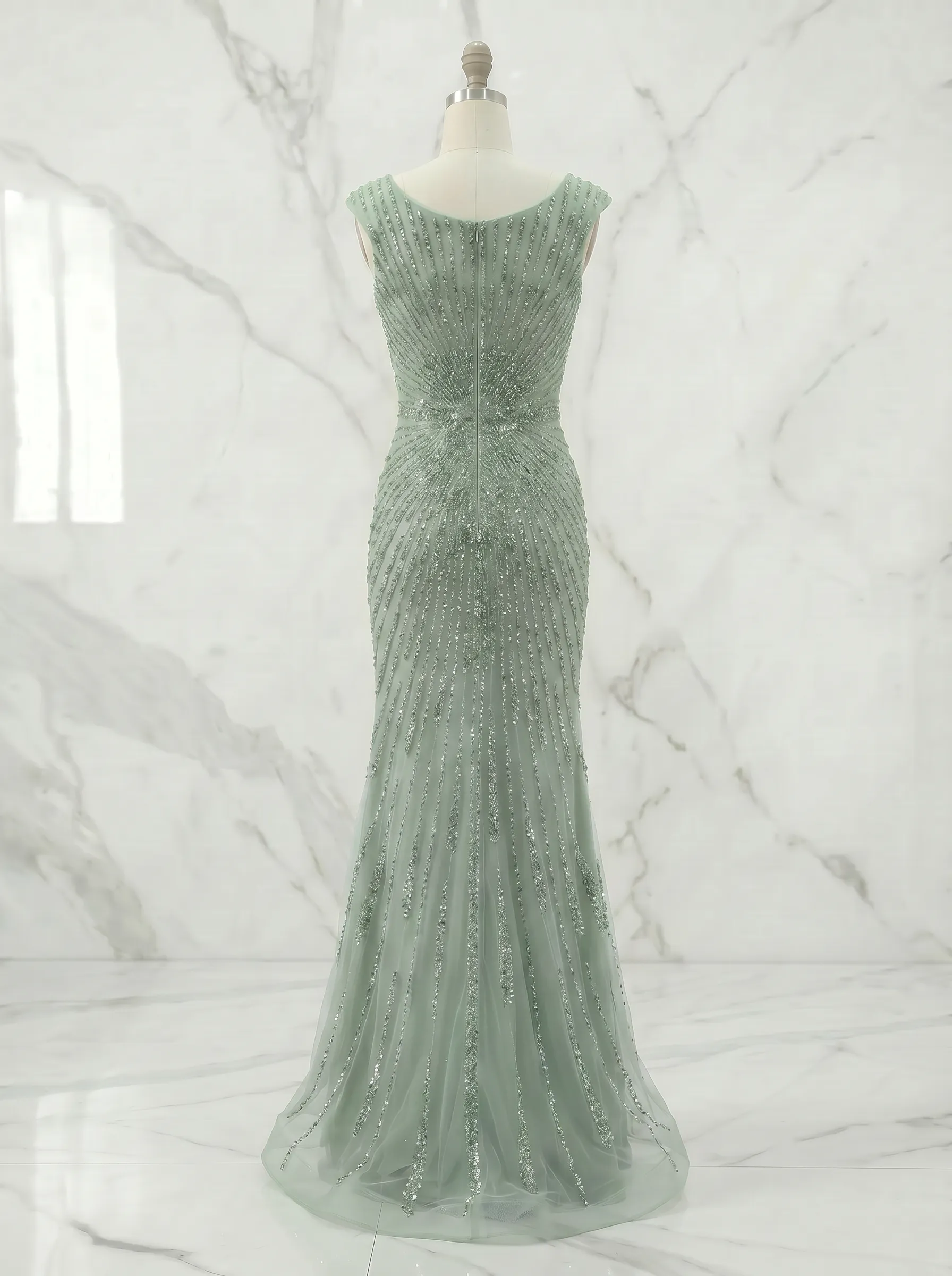 Off-the-Shoulder Beaded Mermaid Prom Gown with Front Slit