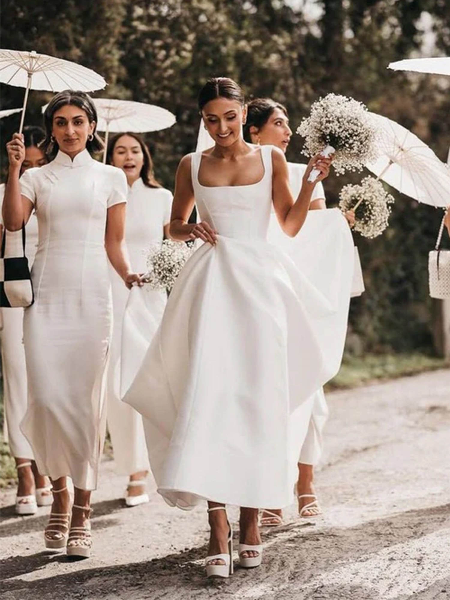 White Timeless Minimalist A-Line Wedding Dress