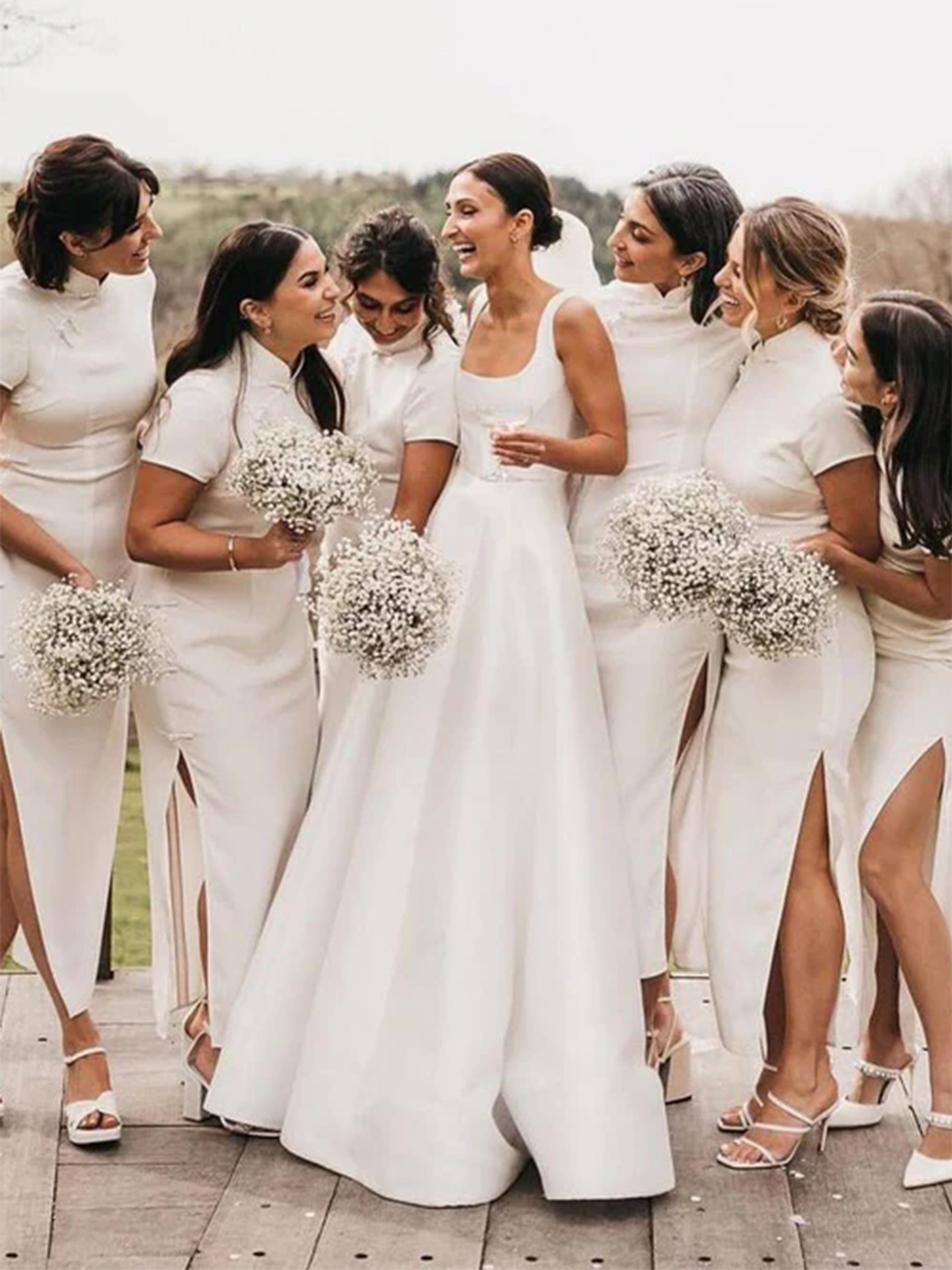 White Timeless Minimalist A-Line Wedding Dress