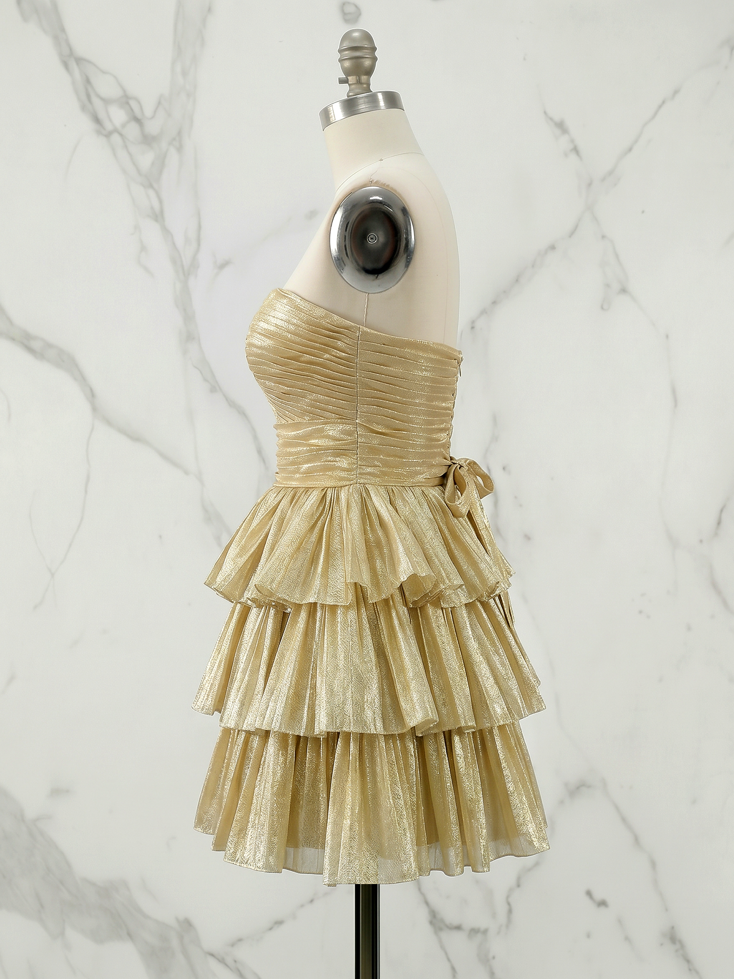 A Line Strapless Tiered Ruffle Homecoming Dress