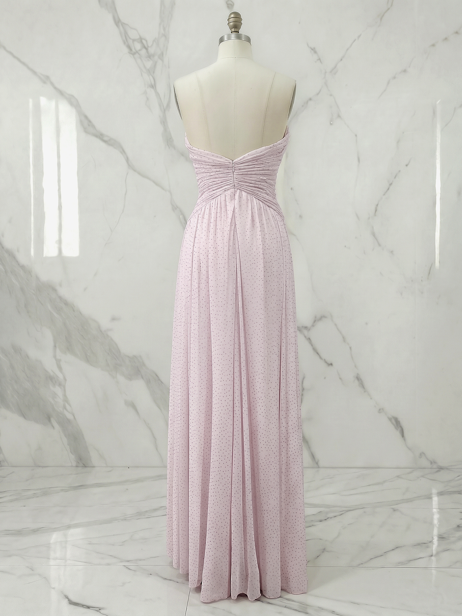 Romantic Light Pink Shimmery Pleated Tulle Evening Dress Formal Gown