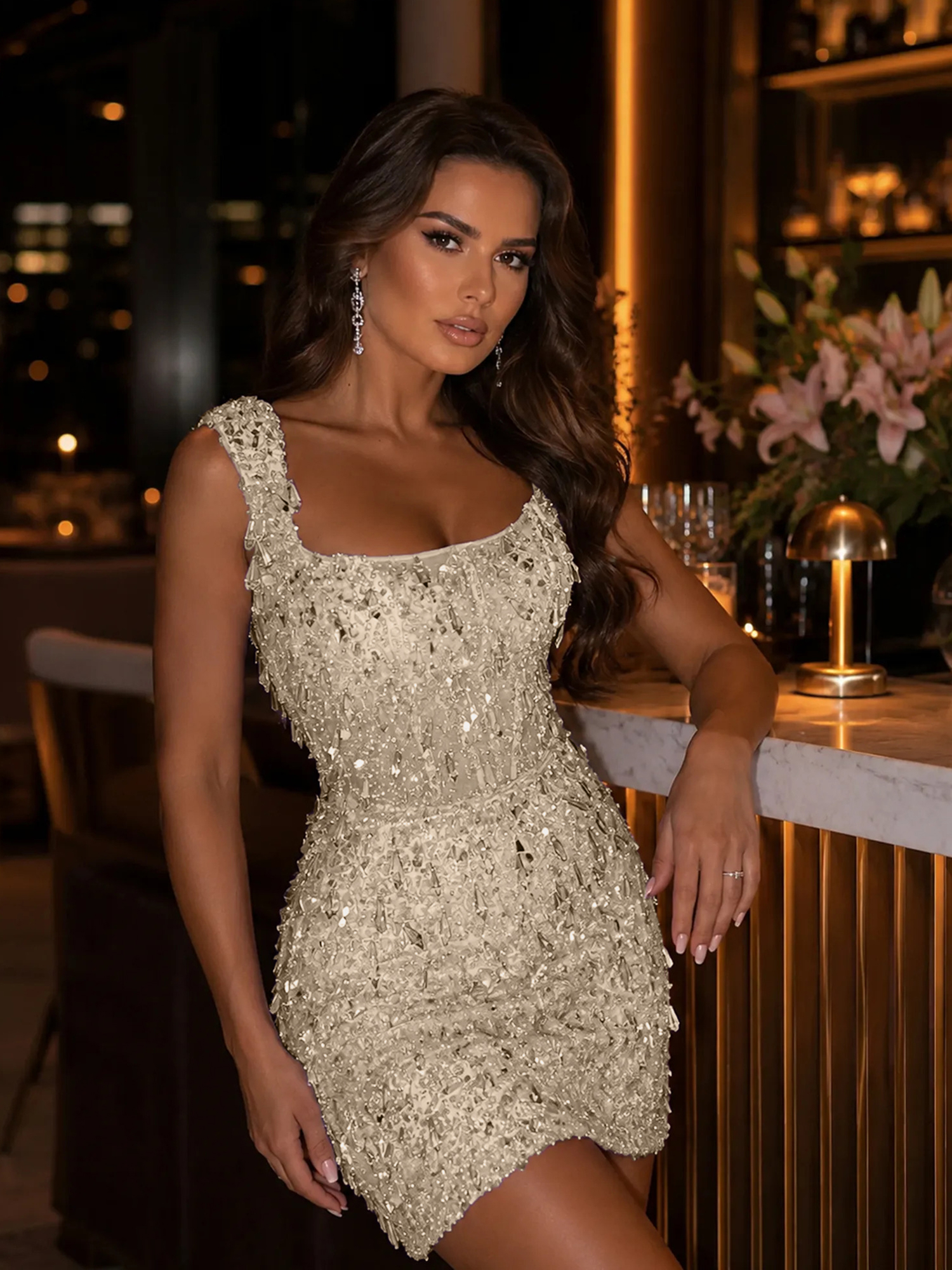 Enchanted lavender 3D Crystal Corset Mini Dress Homecoming Dress