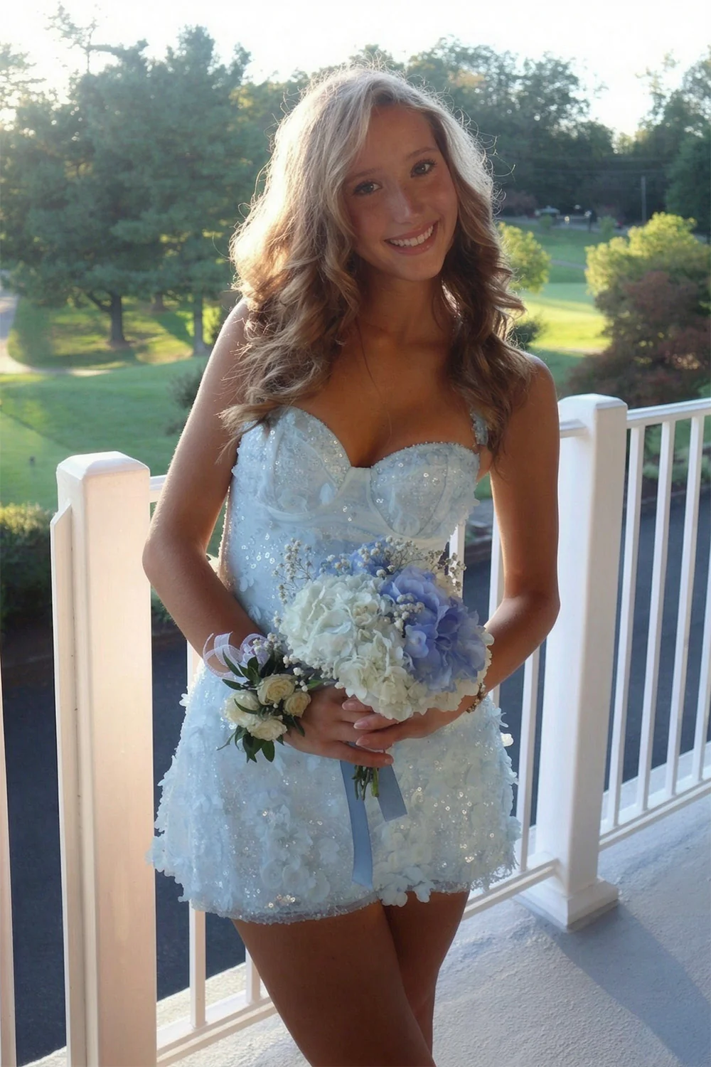 Yellow Sweetheart Sequin Floral Appliqués A-Line Homecoming Dress 