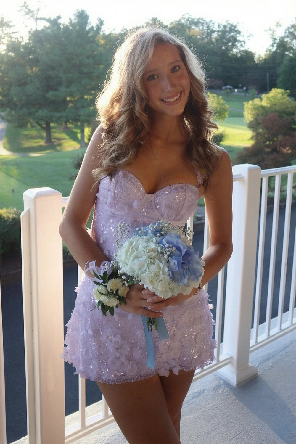 Yellow Sweetheart Sequin Floral Appliqués A-Line Homecoming Dress 